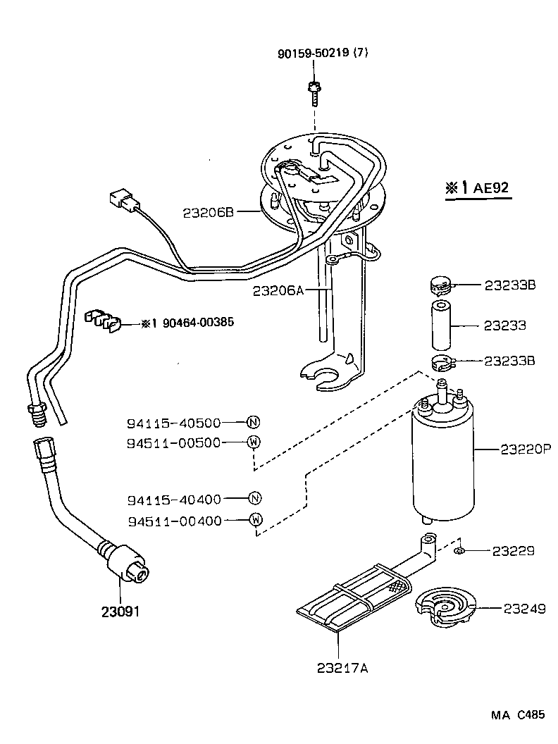 FUEL INJECTION SYSTEM TOYOTA COROLLA [AE92,95] (NORTH AMERICA)